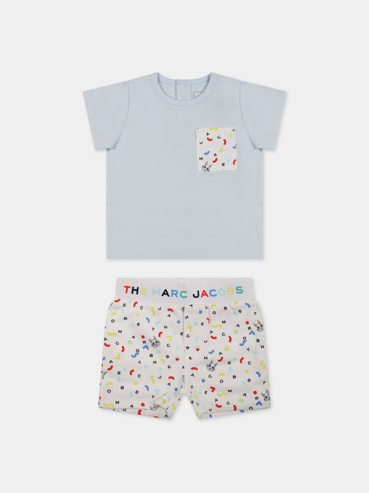 Completo multicolor per neonato con stampa e logo,Little Marc Jacobs,W98146 V11