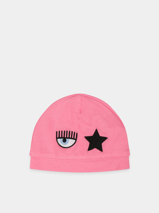 Cappello rosa per neonata con iconico occhio,Chiara Ferragni Collection,559003 9008 0095