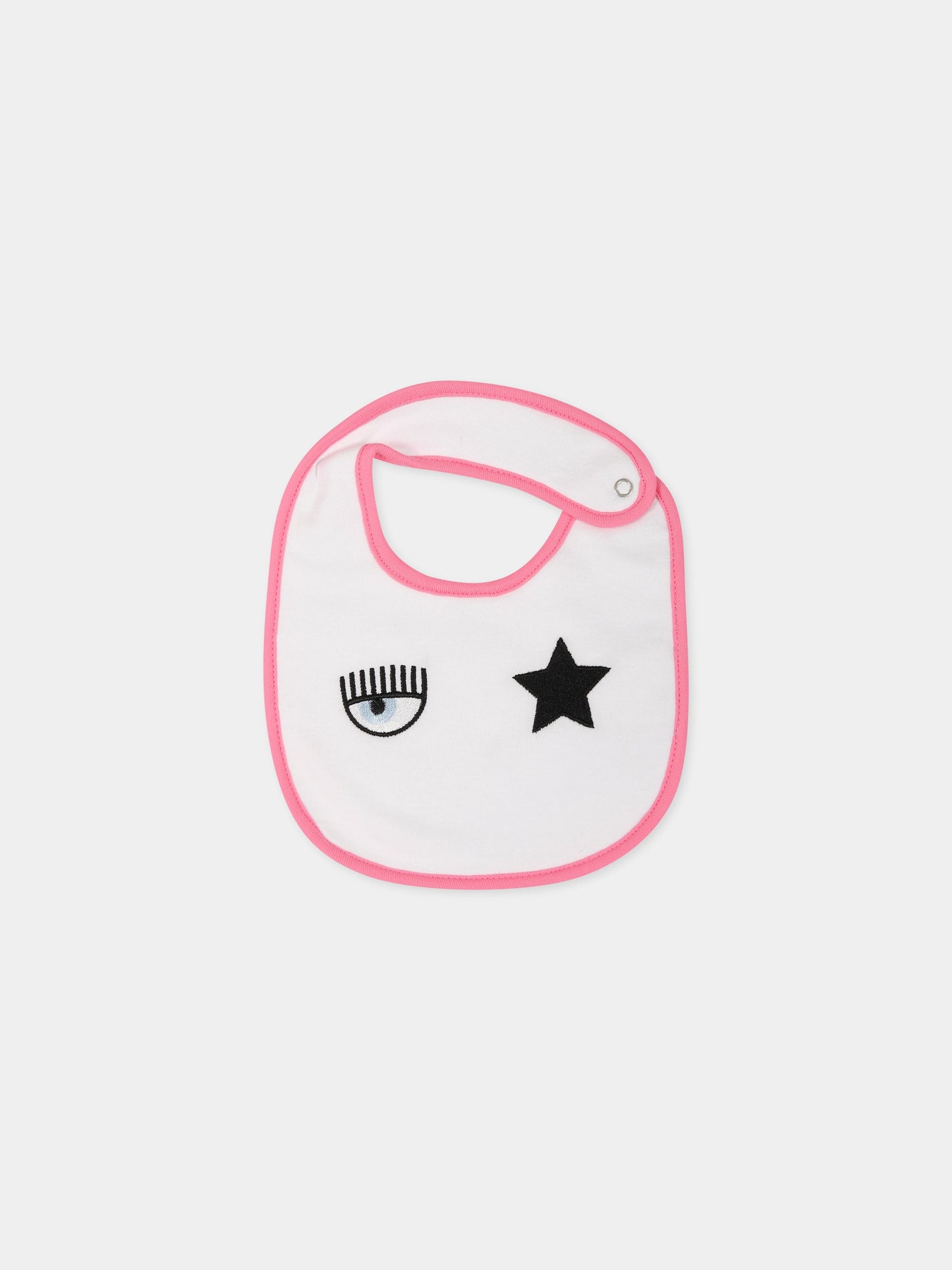 Bavaglino bianco per neonata con iconico occhio,Chiara Ferragni Collection,559002 9008 9995