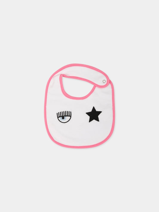 Bavaglino bianco per neonata con iconico occhio,Chiara Ferragni Collection,559002 9008 9995