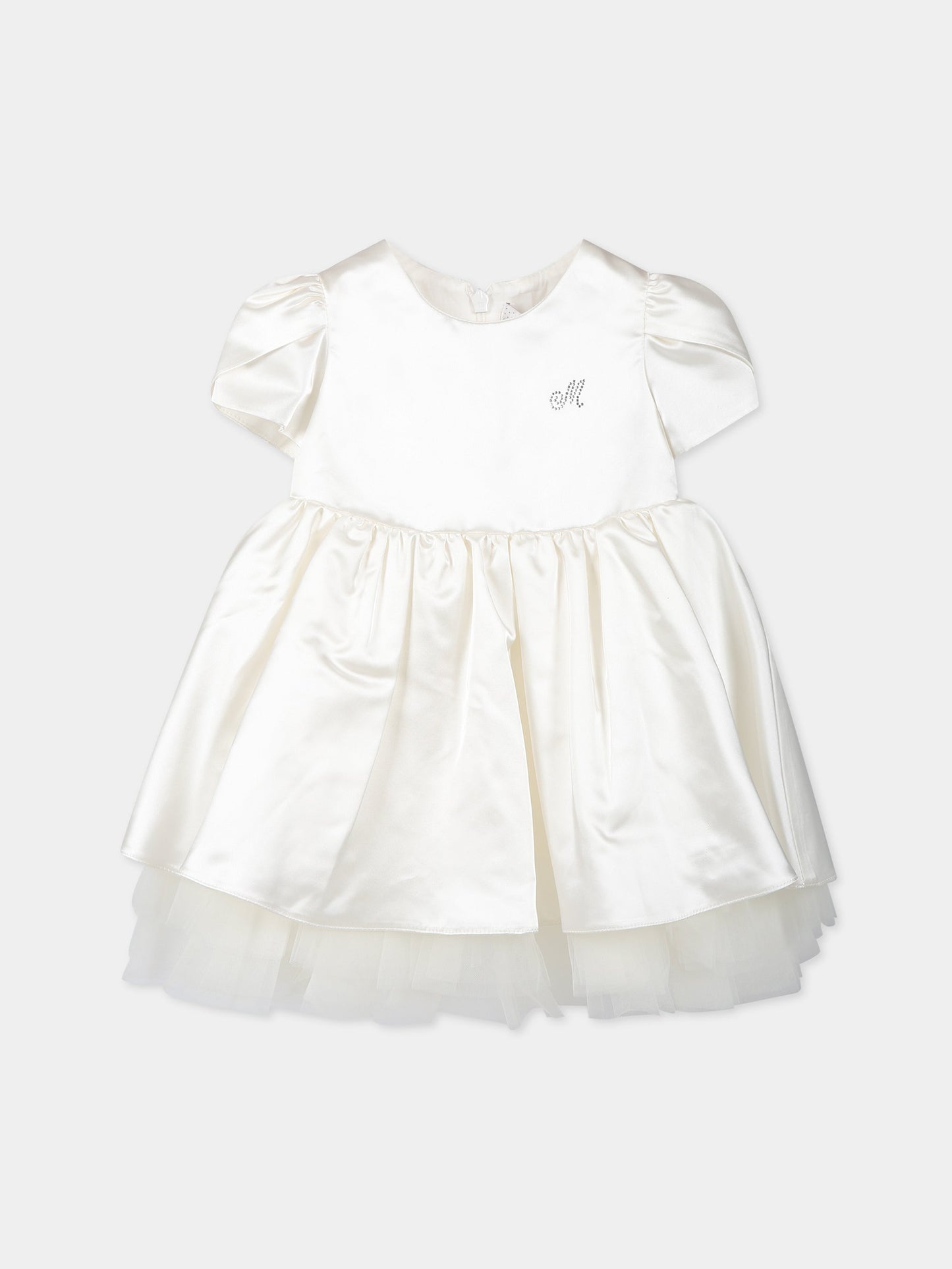Vestito avorio per neonata con logo,Monnalisa,739900 9130 0001