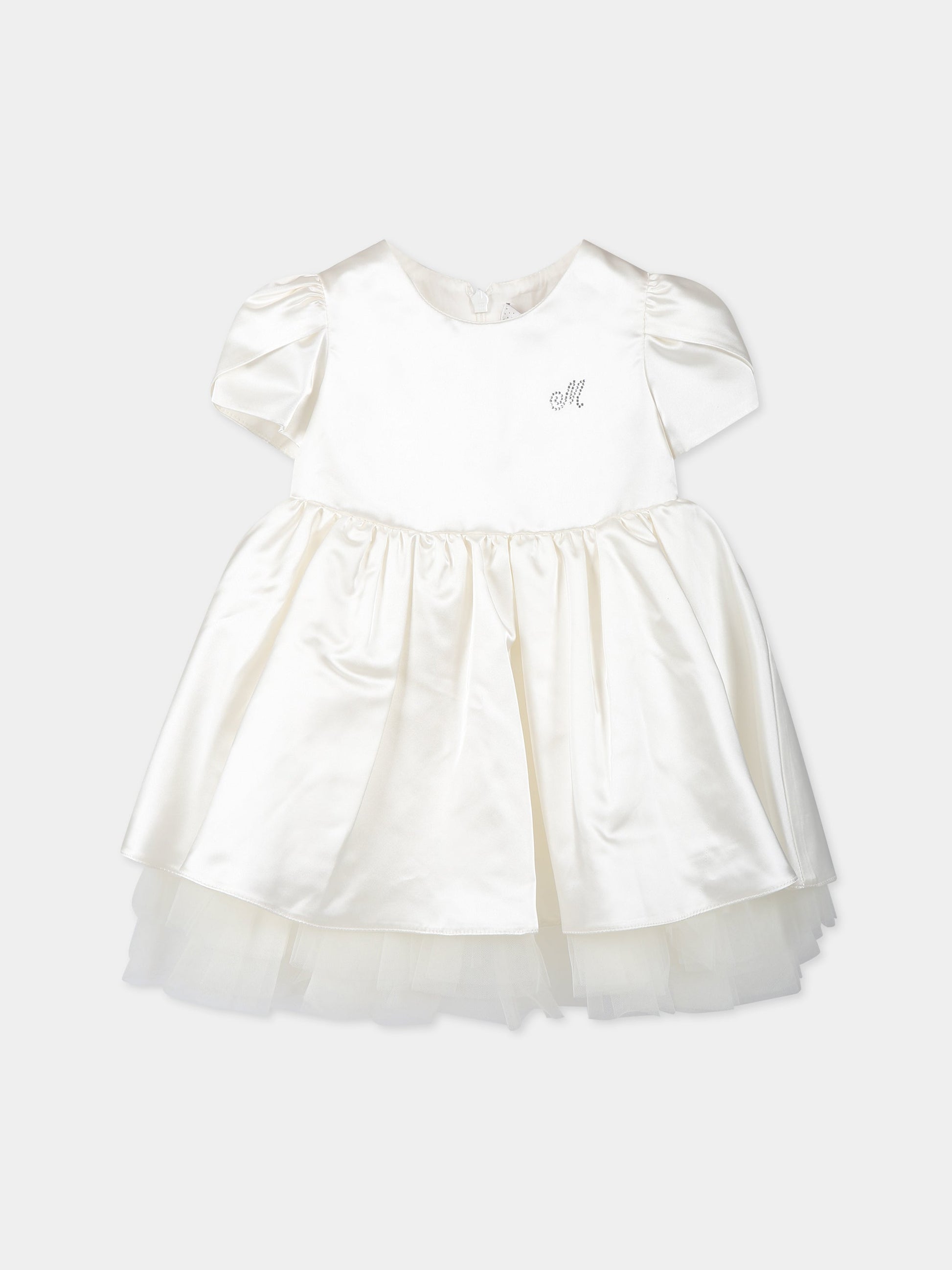 Vestito avorio per neonata con logo,Monnalisa,739900 9130 0001