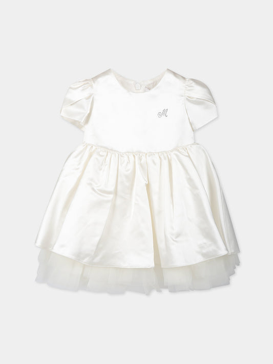 Vestito avorio per neonata con logo,Monnalisa,739900 9130 0001