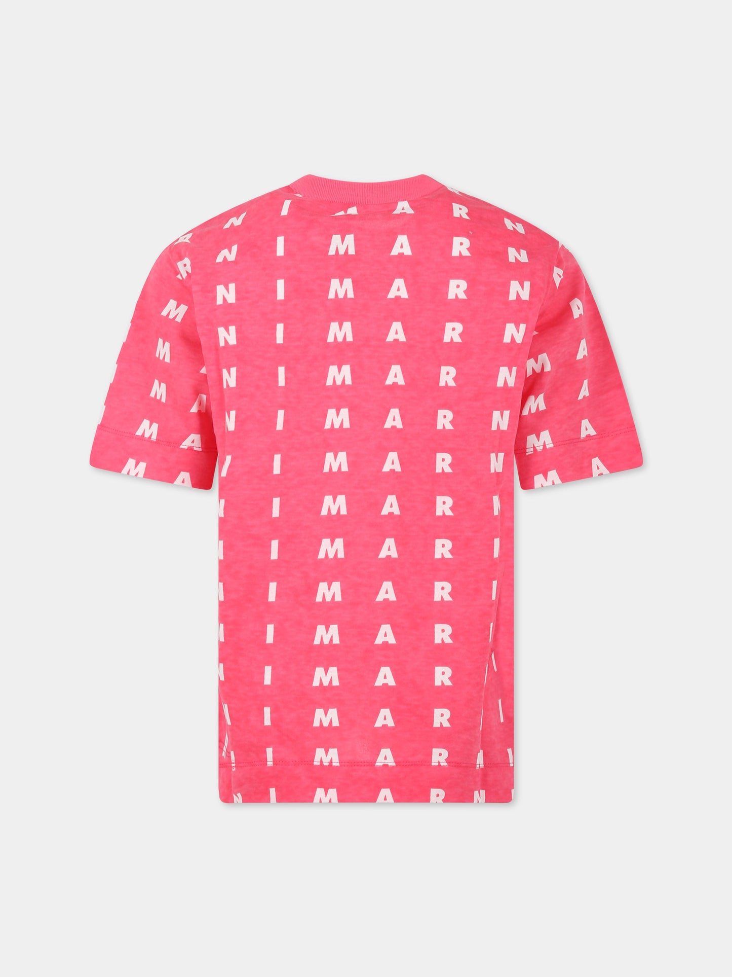 T-shirt fucsia per bambini con logo,Marni Kids,M00774 M00NV 0M337