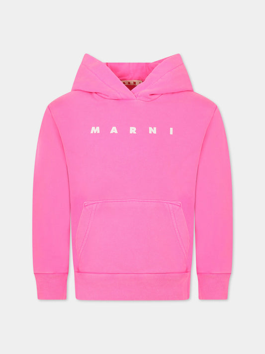 Felpa fucsia per bambina con logo,Marni Kids,M00696 M00PD 0M334