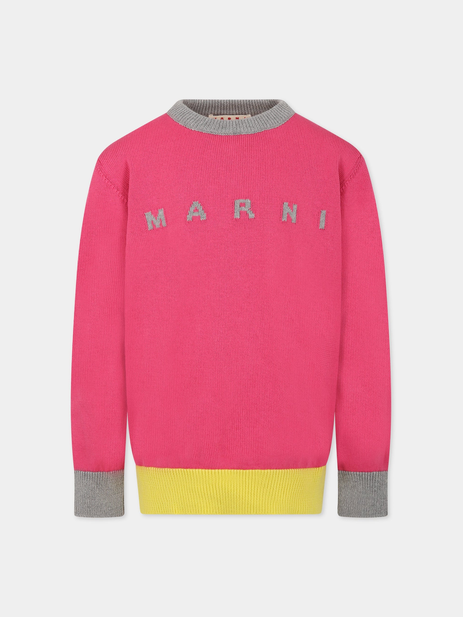 Maglione rosa per bambina con logo,Marni Kids,M00473 M00LT 0M337