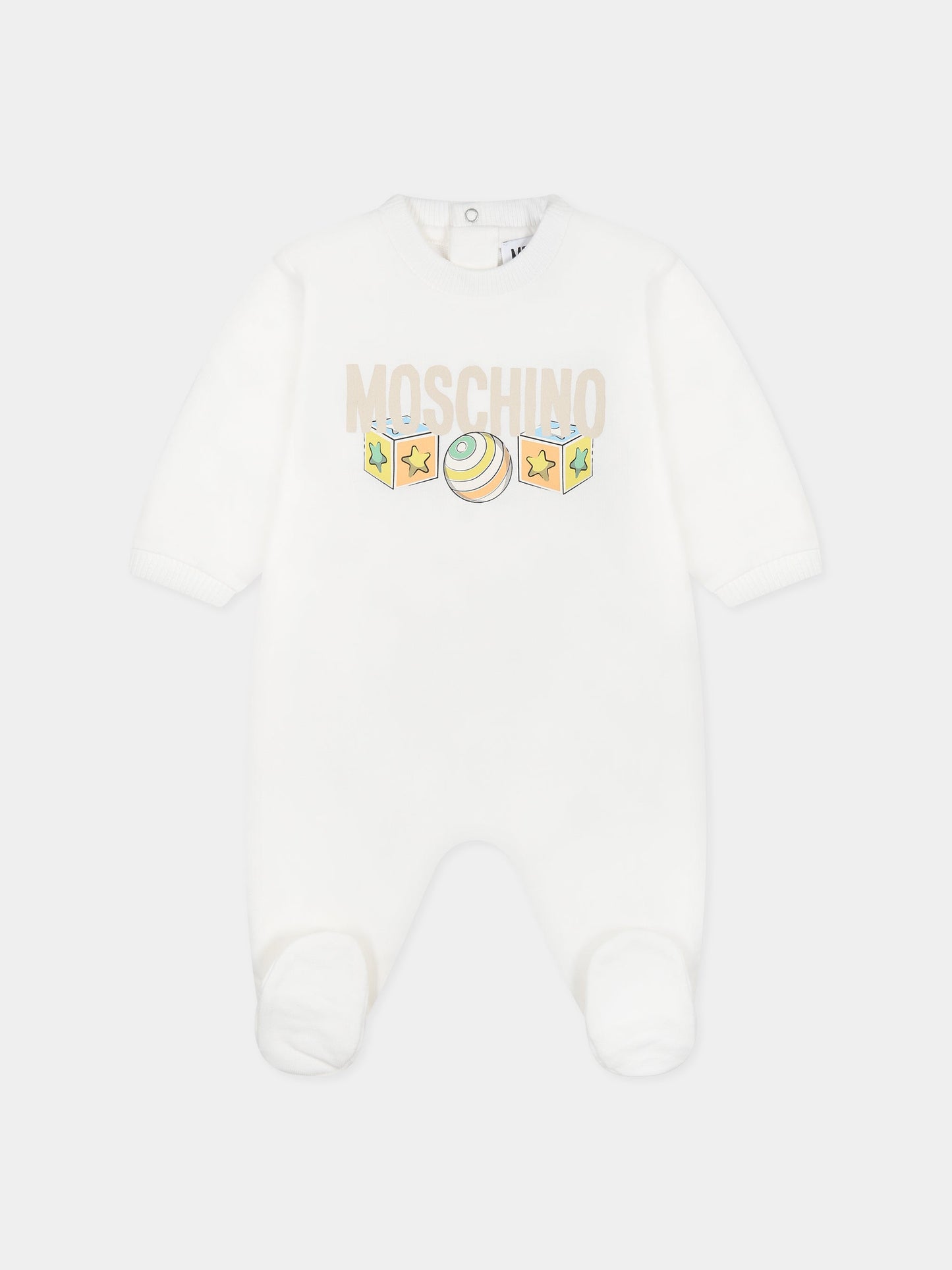 Set bianco per neonati con Teddy Bear e logo,Moschino Kids,MMY03I LCA19 10063