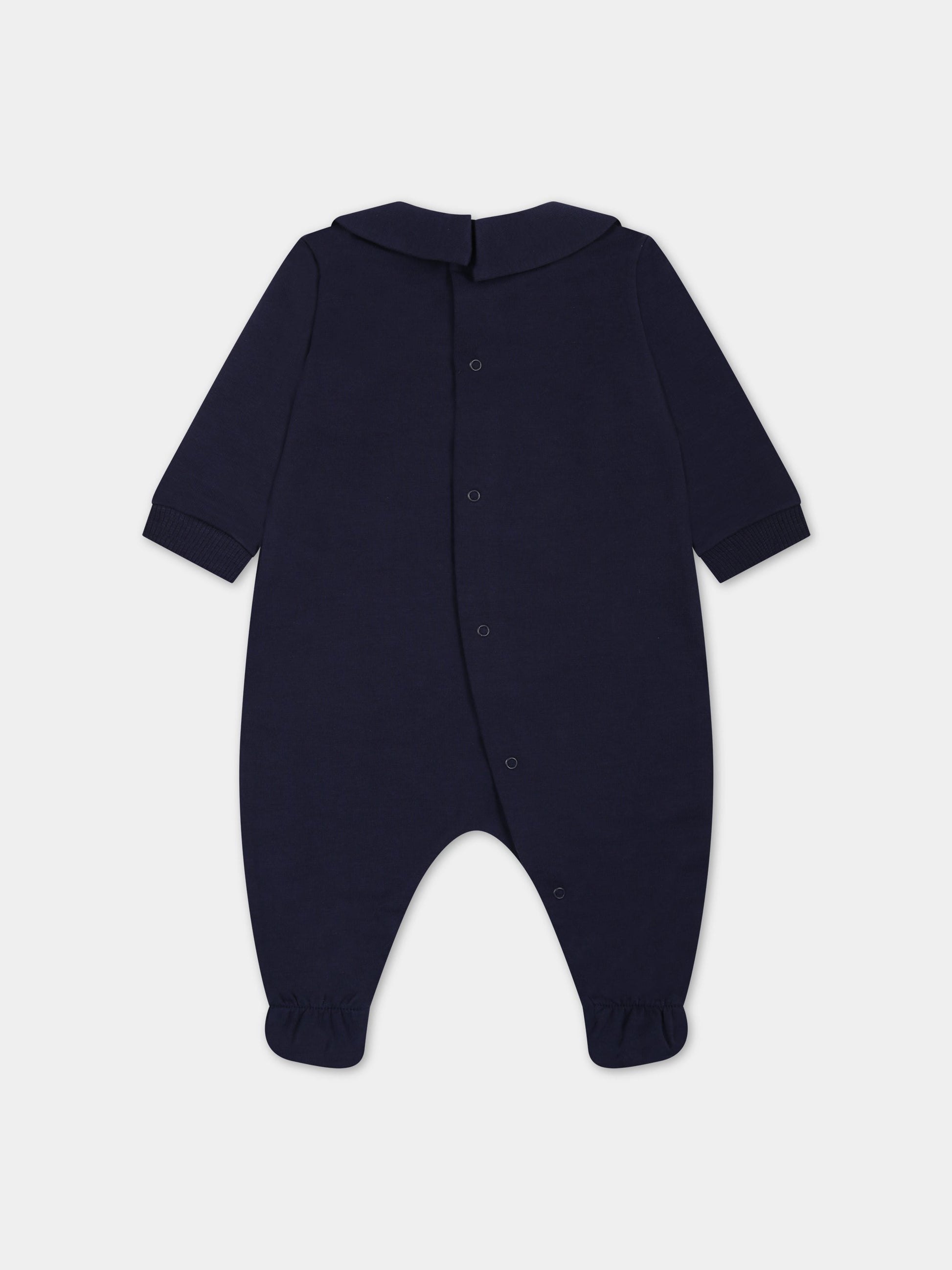 Tutina blu per neonato con Teddy Bear e logo nero,Moschino Kids,MTY037 LDA00 40016