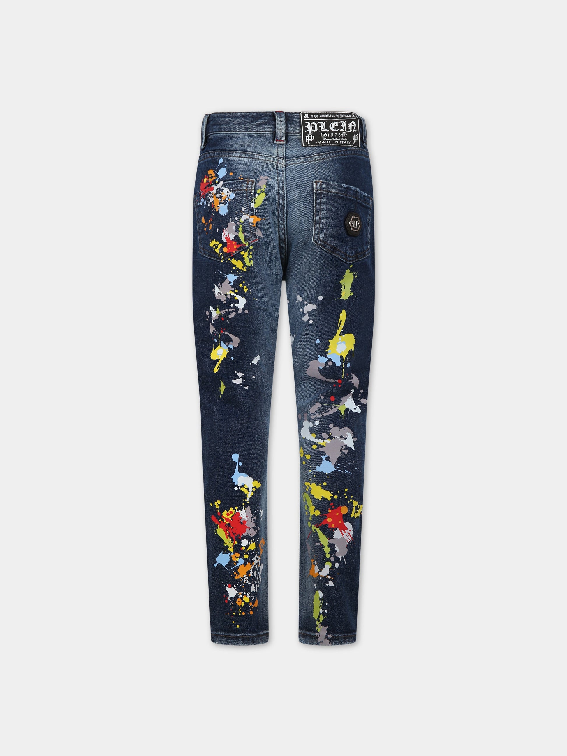 Jeans blu per bambino con logo,Philipp Plein Junior,2UP007 LXE38 40504