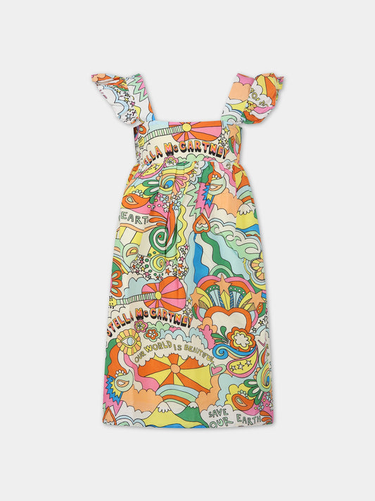 Vestito multicolor per bambina con vortici e chitarre,Stella Mccartney Kids,TS1A12 Z0888 101MC