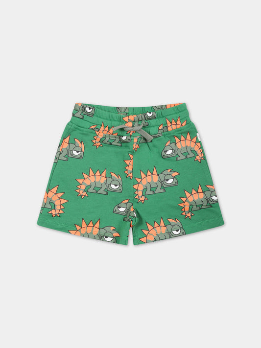Shorts verdi per neonato con geco,Stella Mccartney Kids,TS6569 Z0954 714MC