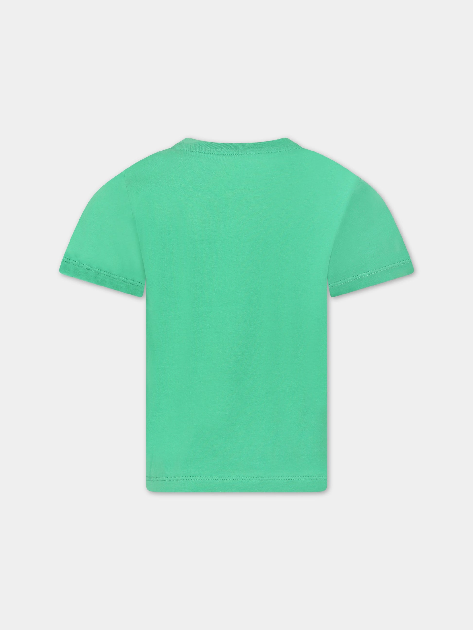 T-shirt verde per bambino con scimmia,Stella Mccartney Kids,TS8S01 Z0434 711