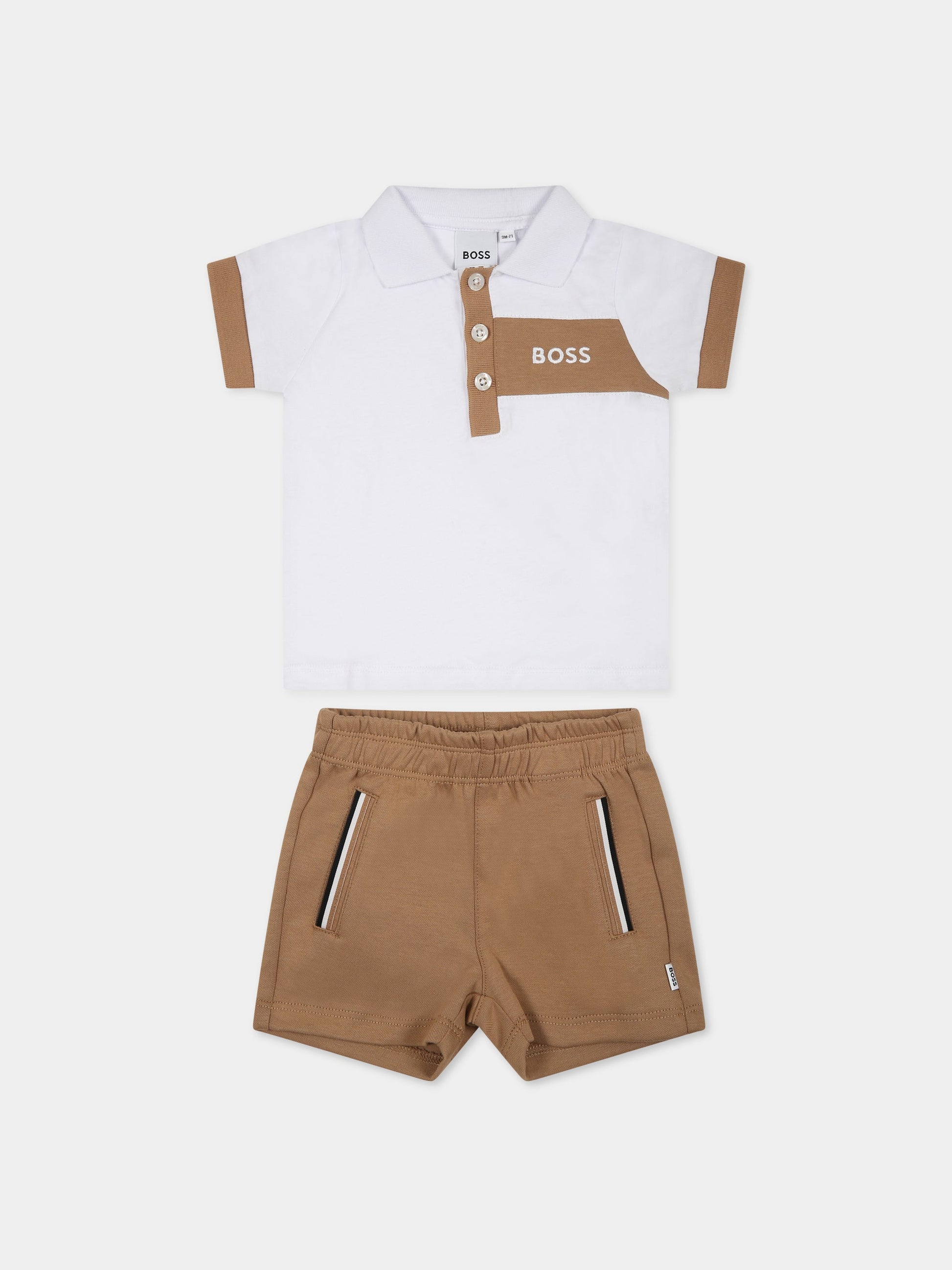 Completo beige per neonato con logo,Boss,J98419 269