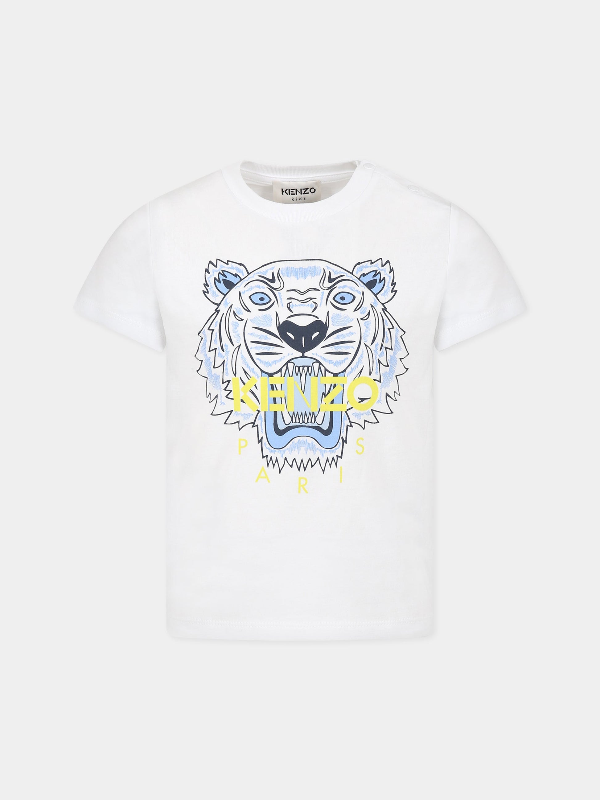 T-shirt bianca per neonato con Kotora e logo,Kenzo Kids,K05480 10B-
