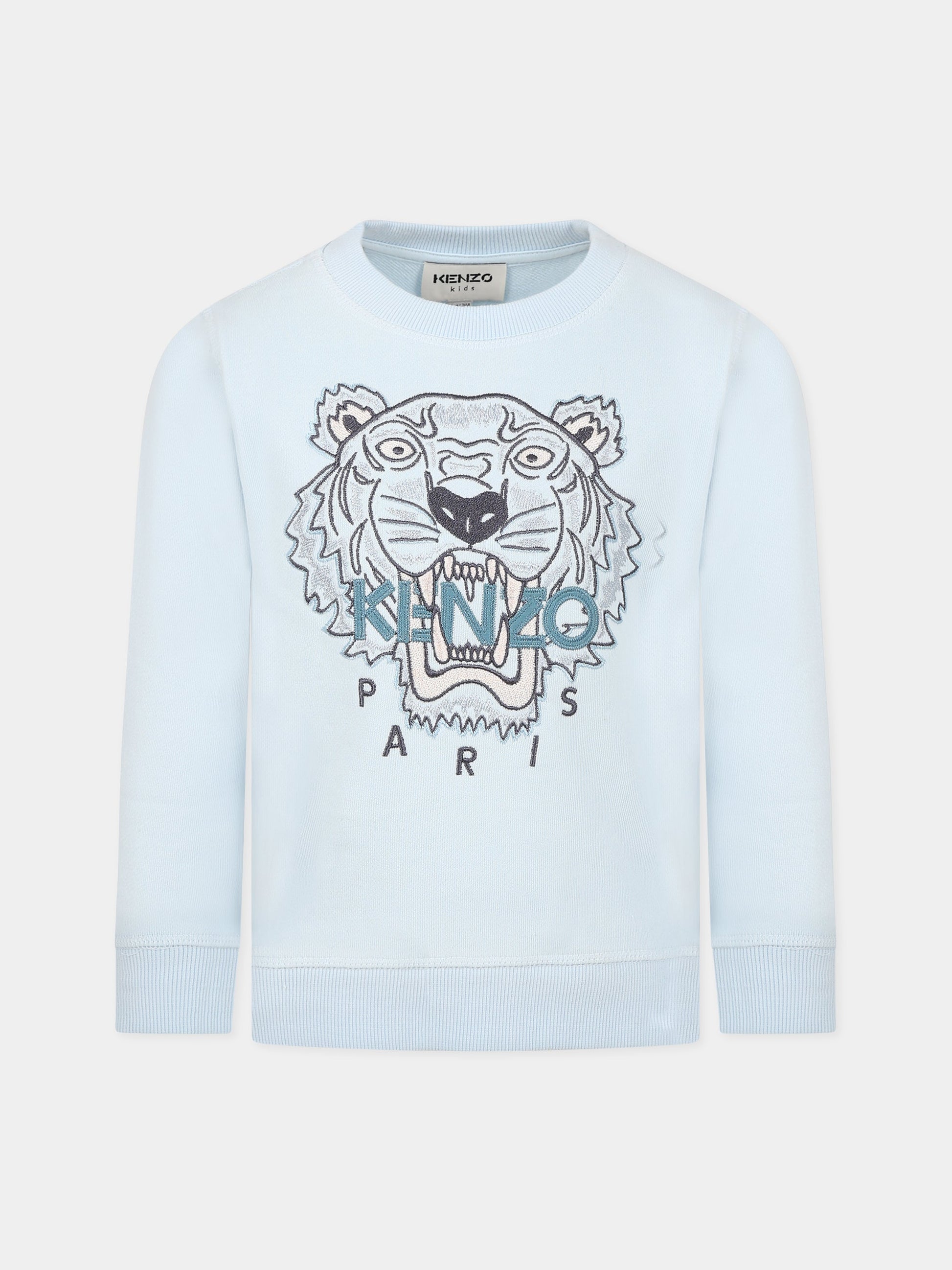 Felpa celeste per bambino con Kotora e logo,Kenzo Kids,K25801 78B